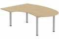 K3- Plan compact 90° asymétrique Manager 190x141x104x60cm sur pied de soutien - retour à gauche -Finitions : PLATEAUX: CHENE (CE) / PIETEMENTS: ALUMINIUM (AL ) / 