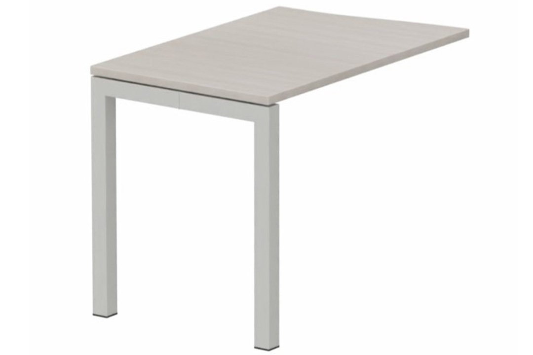 Retour vague à gauche 90x60cm sur pied, plateau acacia, structure aluminium