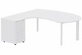 K7 compact 90° manager 190x141x104x60cm sur caisson HB mélamine 3 tiroirs, plateau blanc, structure blanc