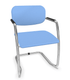 DIVA fauteuil dos tissu. piétement luge chromé. assise et dossier tissu BONDAI coloris bleu clair