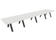 TABLE RECTANGULAIRE 4 PLATEAUX 560X120CM SUR STRUCTURE X3 MEETING. Plateau Blanc et pietement Noir.