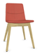 MELODY chaise 4 pieds bois. face intérieure vinyle RNN coloris rouge face extérieure vinyle RNN coloris rouge  piétement frêne brun