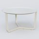 Table Basse Fashion Styl piètement tryptique. Plateau Blanc (RAL 9010) et pietement Blanc (RAL 9010).