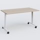 Table abattante gamme Design 140*80 cm. Plateau Acacia et pietement Blanc.