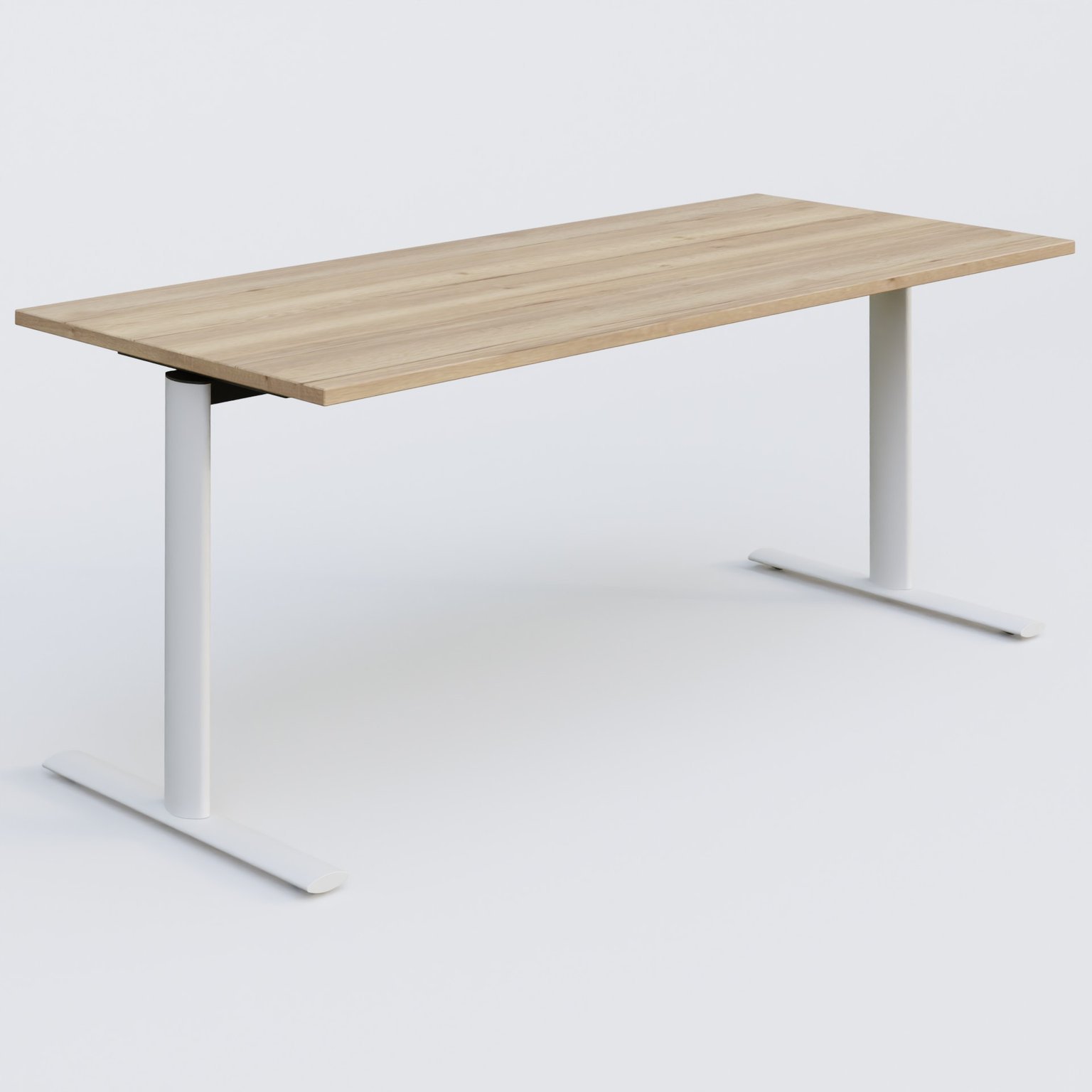 Module droit gamme Pure 180-80 cm. Plateau Chêne naturel et pietement Blanc.