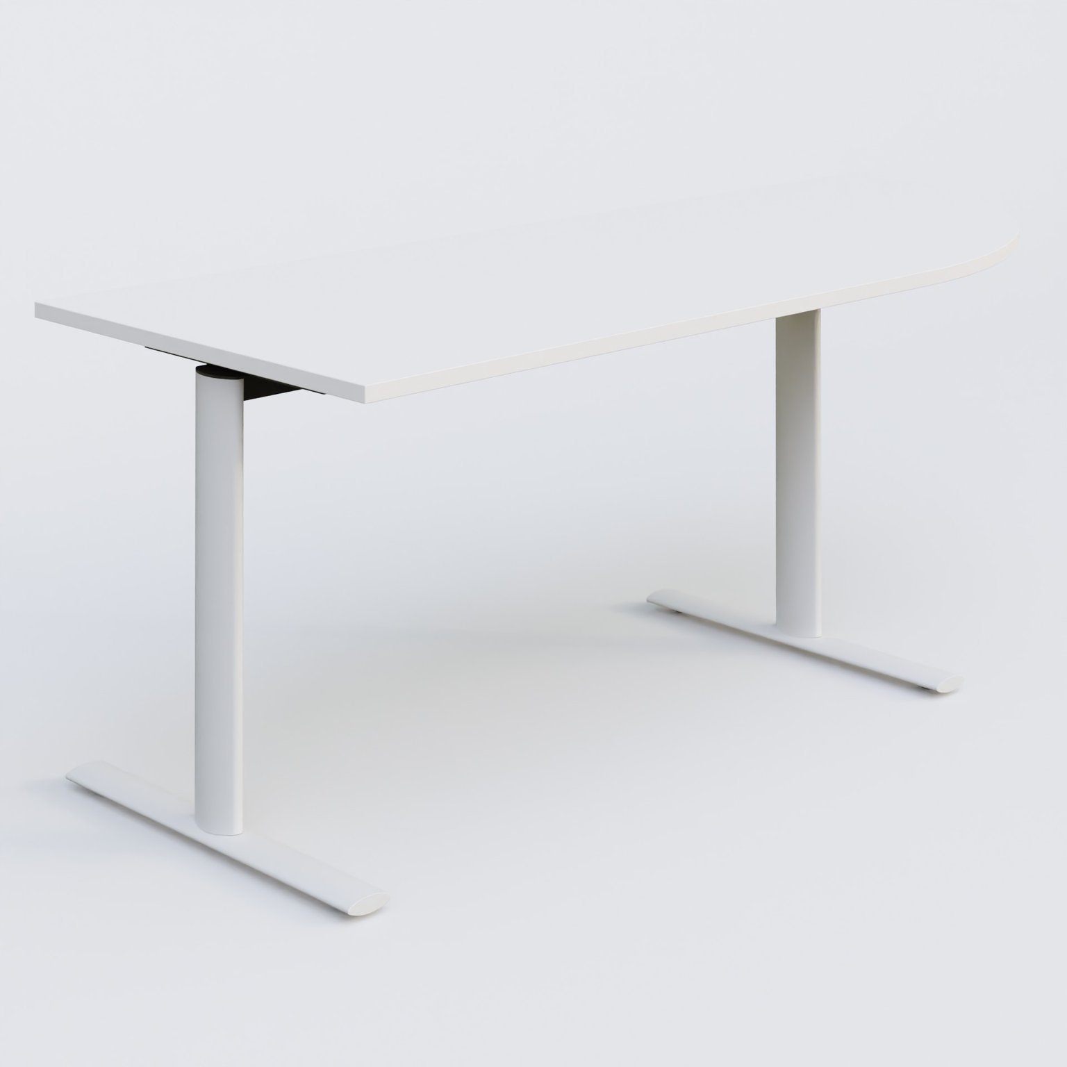 Module d'angle 90° intégré à droite, gamme Pure 200-80 cm. Plateau Blanc et pietement Blanc.