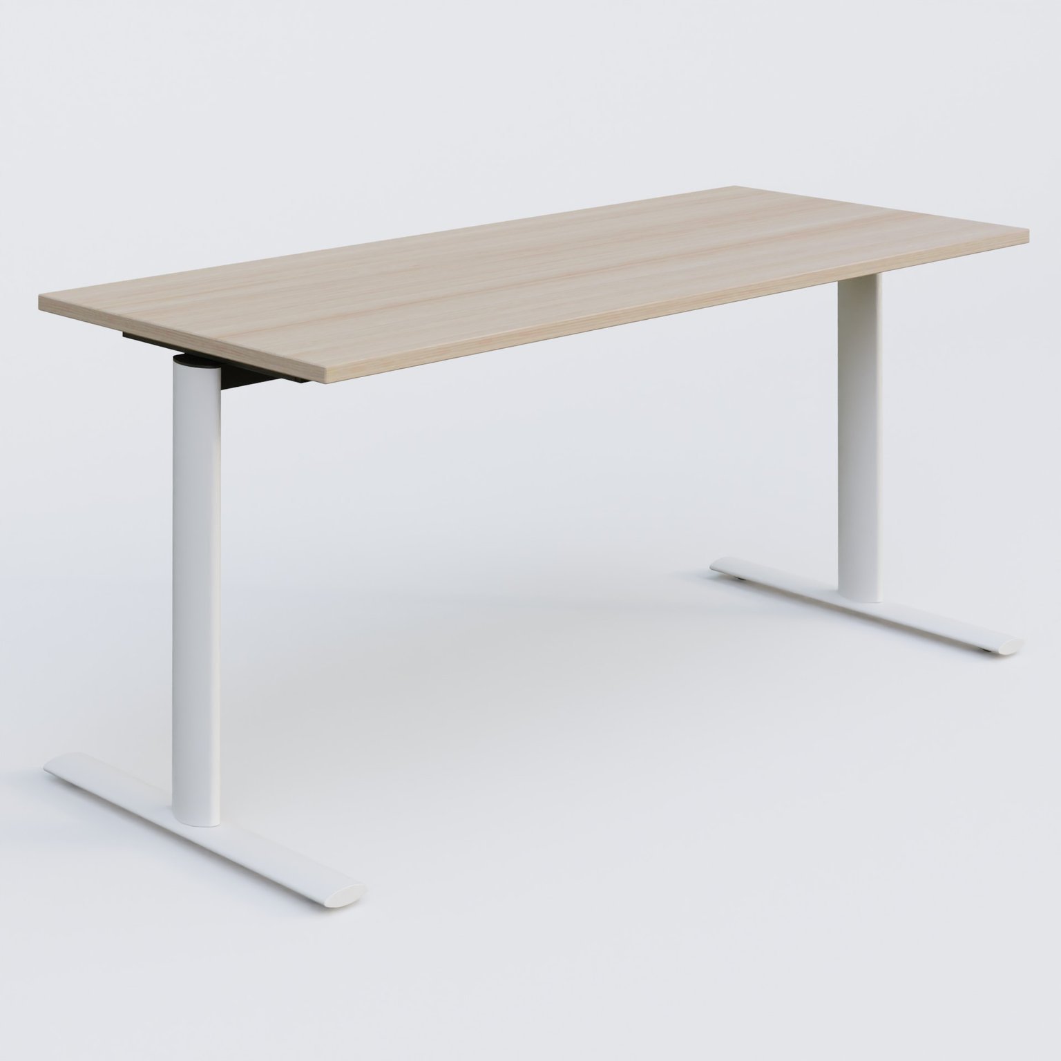 Module droit gamme Pure 160-70 cm. Plateau Acacia et pietement Blanc.