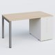 K3 Plateau droit 140x80 avec tour de rangement sous le plateau à droite. Plateau Hêtre et pietement Aluminium