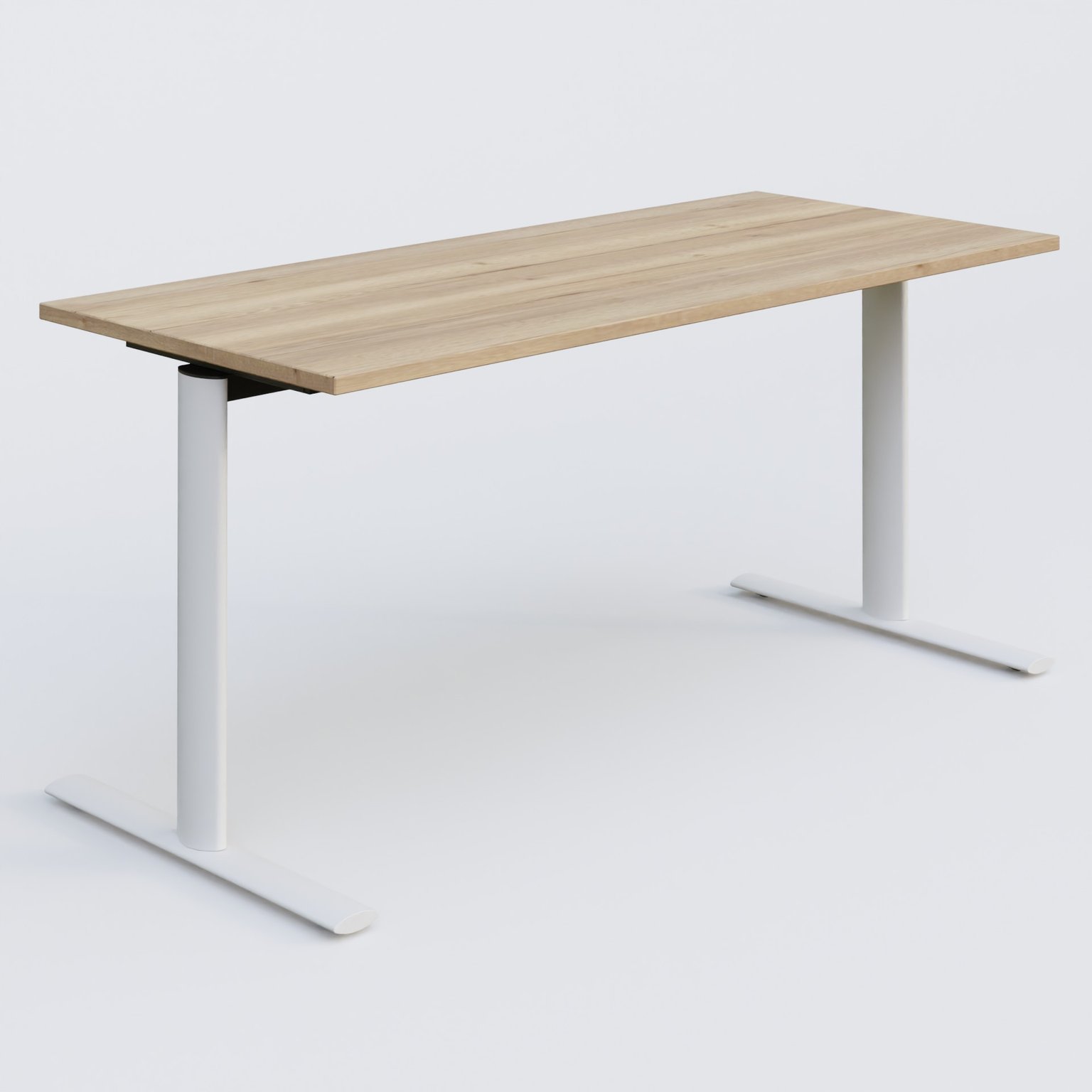 Module droit gamme Pure 160-70 cm. Plateau Chêne naturel et pietement Blanc.