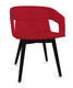 MELODY fauteuil 4 pieds bois. face intérieure tissu STEP coloris rouge face extérieure tissu STEP coloris rouge piétement noir