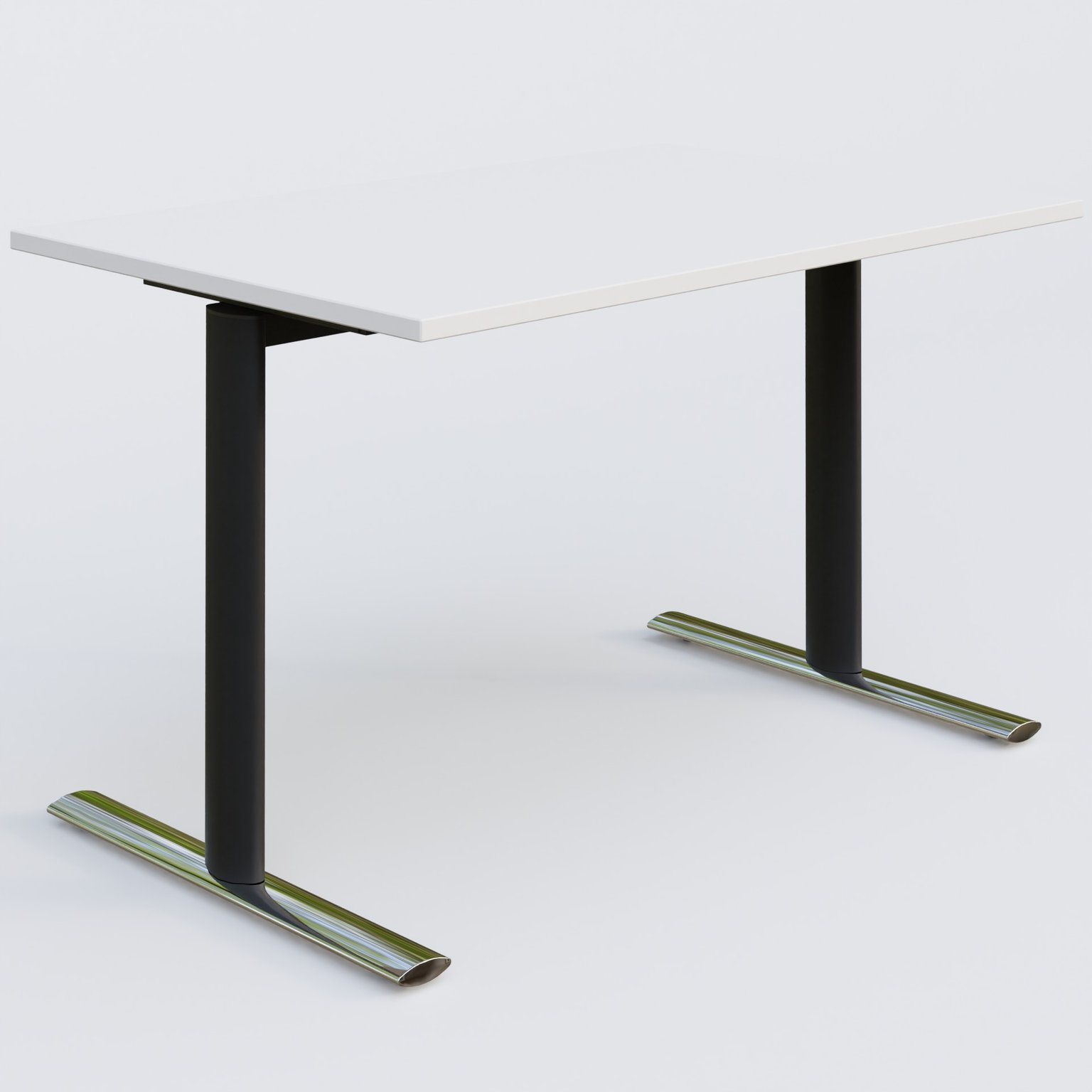Module droit gamme Pure 120-80 cm. Plateau Blanc et pietement Noir/Chrome.