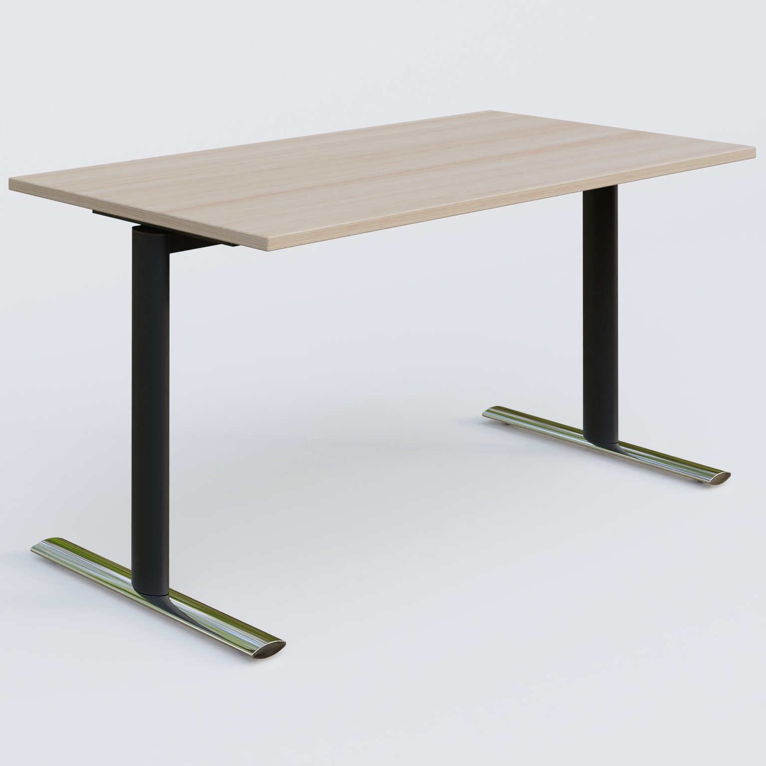 Module droit gamme Pure 140-80 cm. Plateau Acacia et pietement Noir/Chrome.