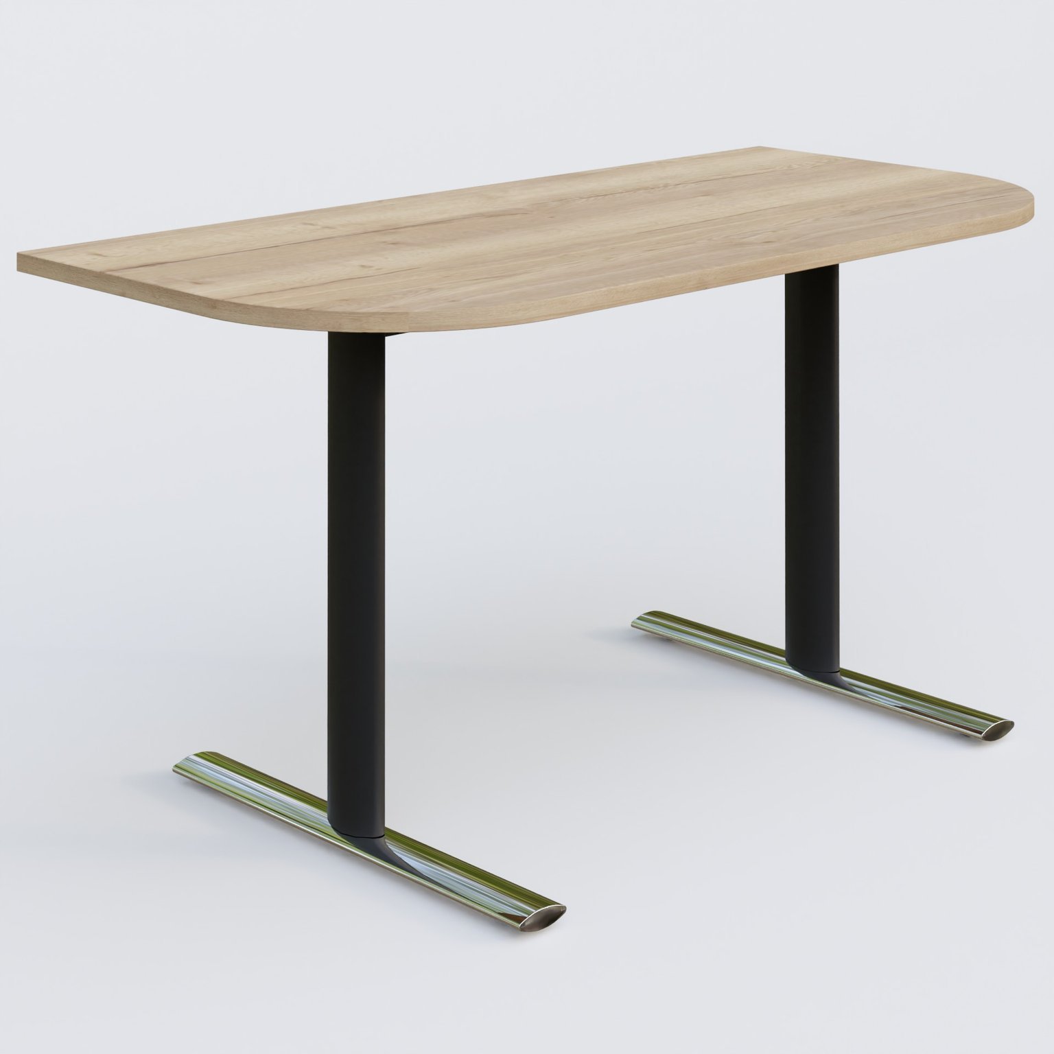 Module d'extrémité gamme Pure 145-70 cm. Plateau Chêne naturel et pietement Noir/Chrome.