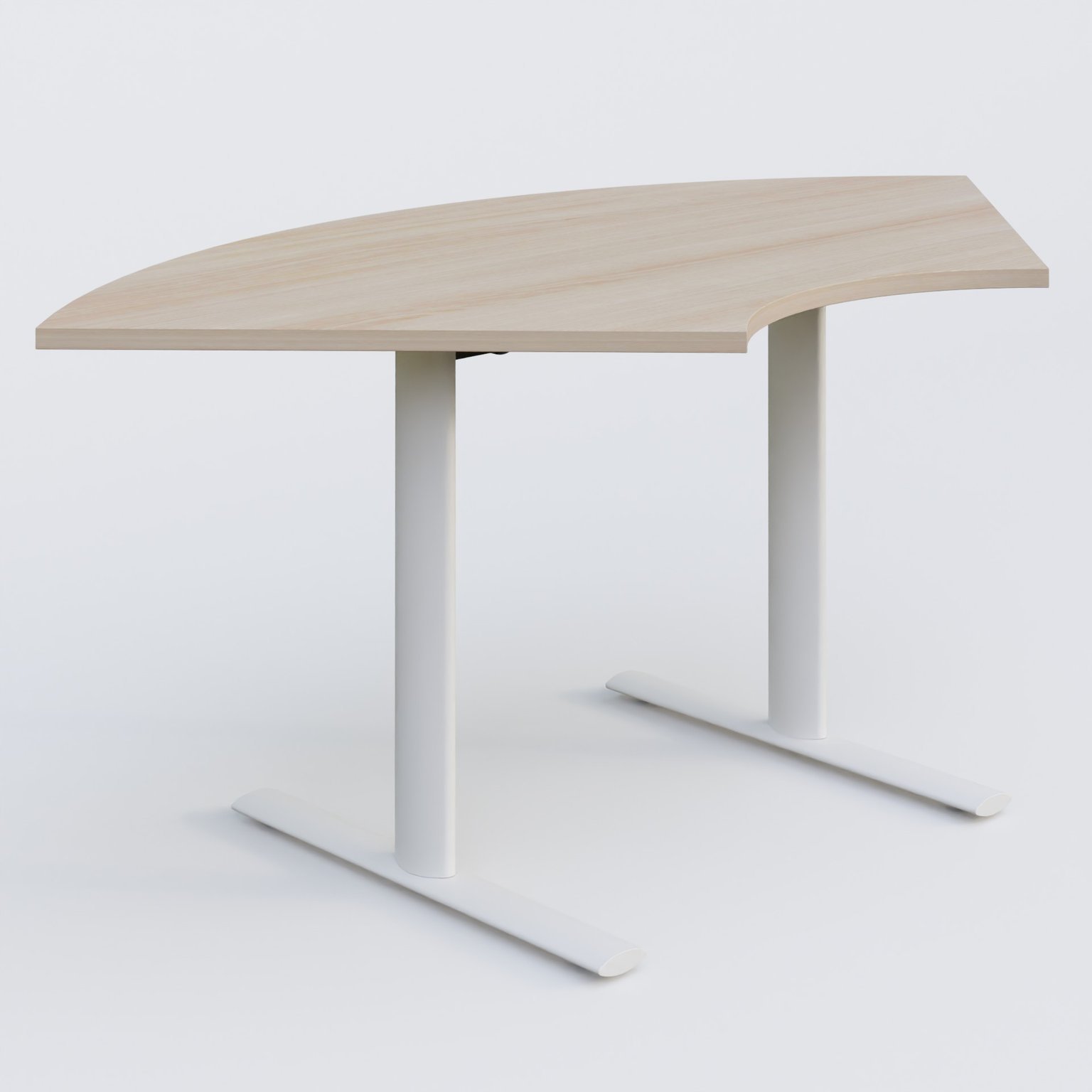 Module 1/4 de couronne gamme Pure 120-120 cm. Plateau Acacia et pietement Blanc.