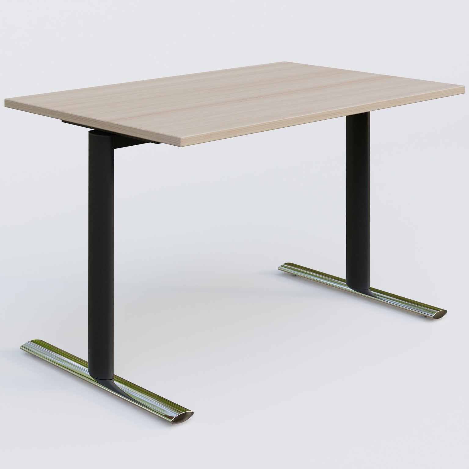 Module droit gamme Pure 120-80 cm. Plateau Acacia et pietement Noir/Chrome.