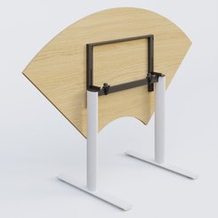 PURE - TABLES ABATTANTES - Module 1/4 de couronne gamme Pure 120-120 cm. Plateau Chêne clair et pietement Blanc.