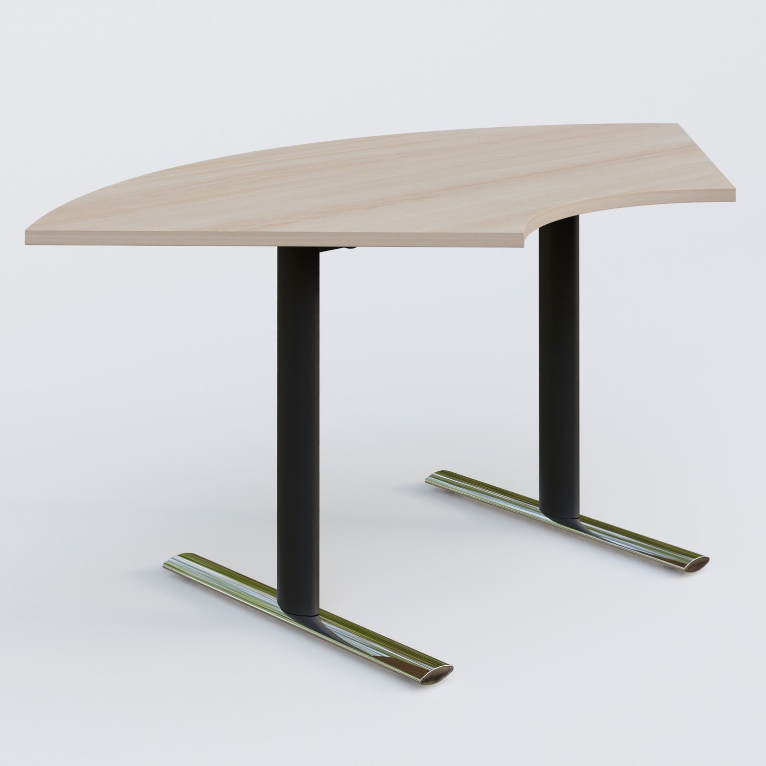Module 1/4 de couronne gamme Pure 120-120 cm. Plateau Acacia et pietement Noir/Chrome.