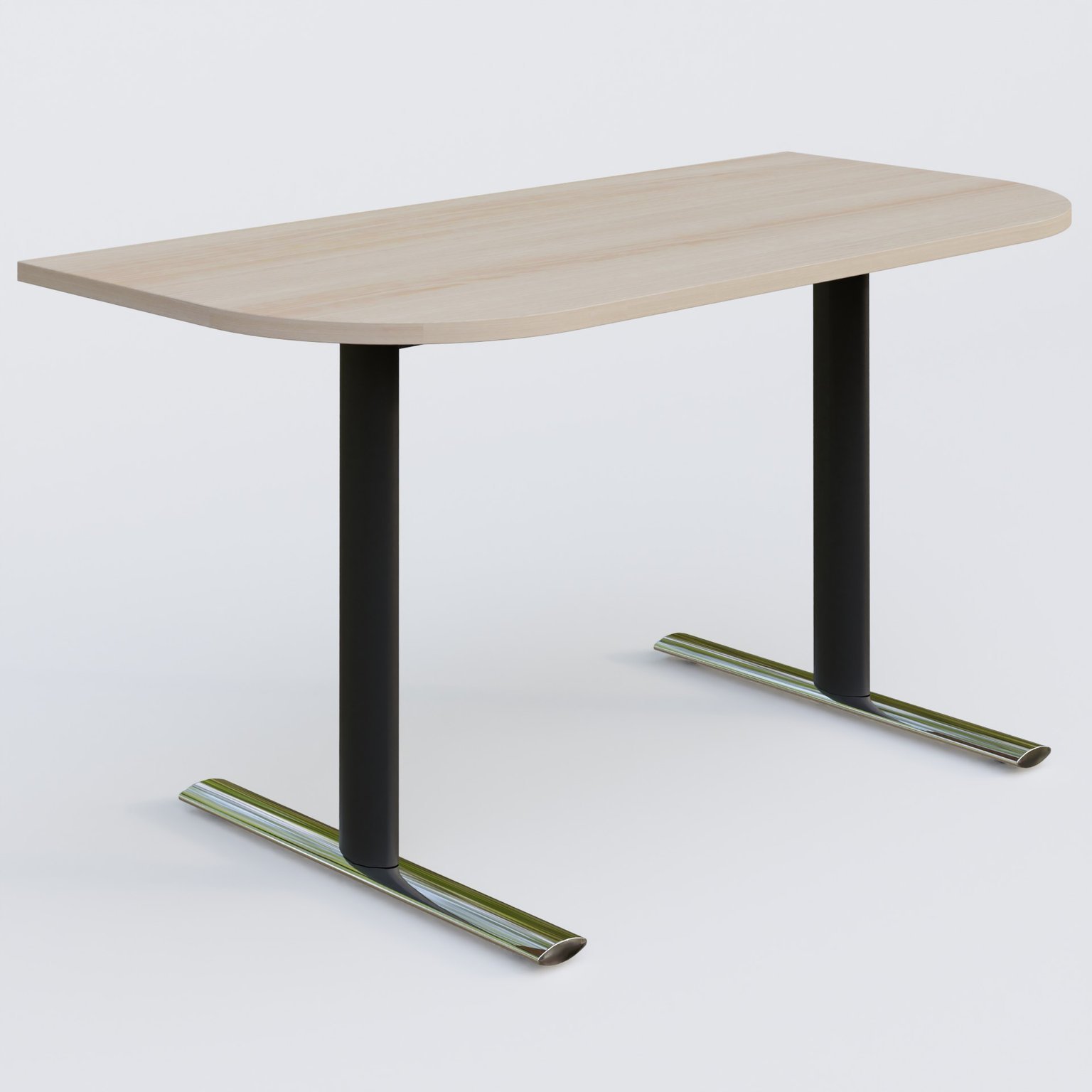 Module d'extrémité gamme Pure 145-70 cm. Plateau Acacia et pietement Noir/Chrome.