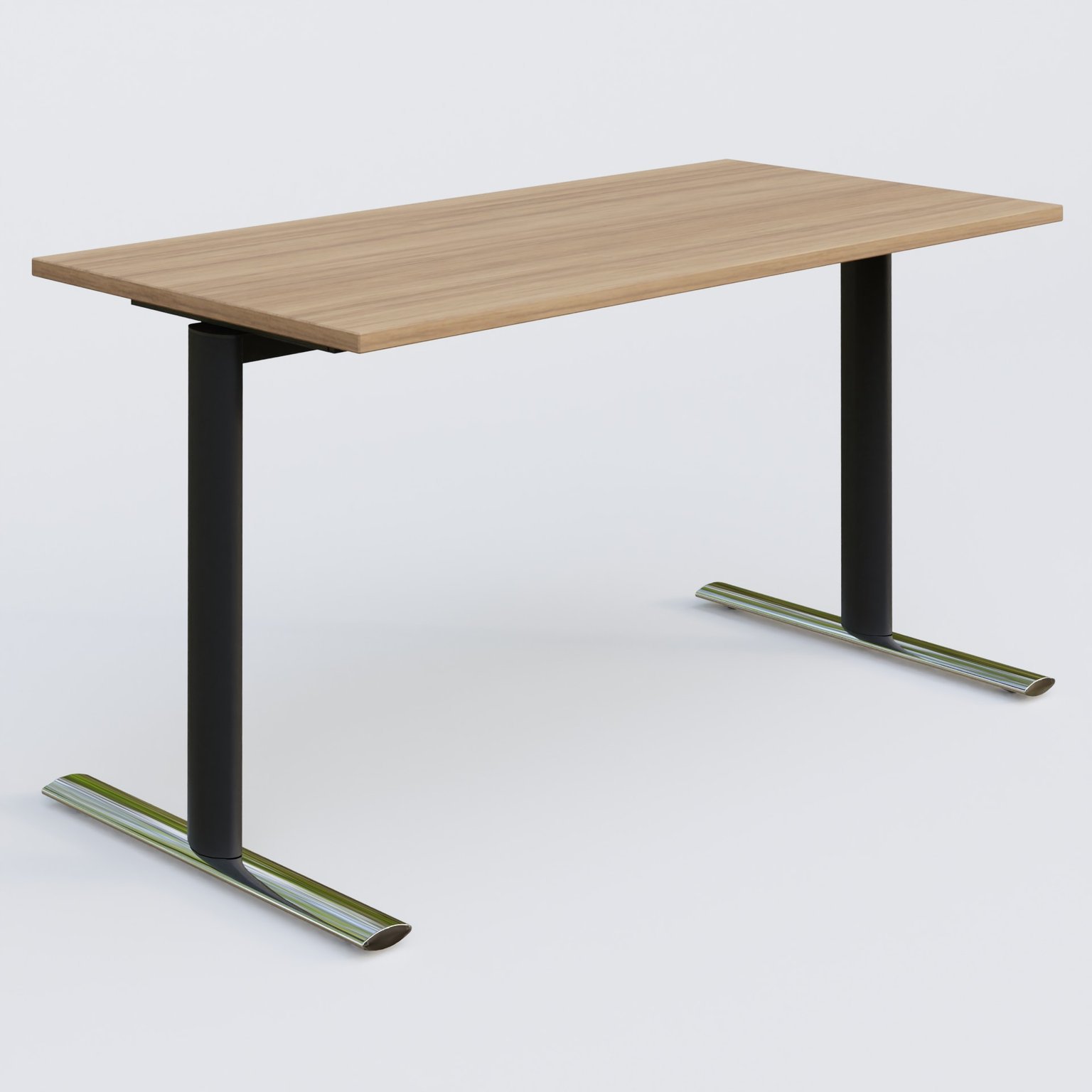 Module droit gamme Pure 140-70 cm. Plateau Noyer et pietement Noir/Chrome.