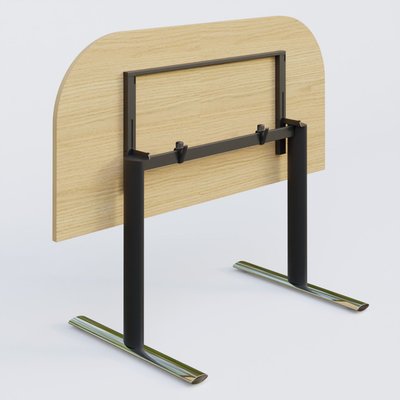 TABLES ABATTANTES - Module d'extrémité - Module d'extrémité gamme Pure 145-70 cm. Plateau Chêne clair et pietement Noir/Chrome.
