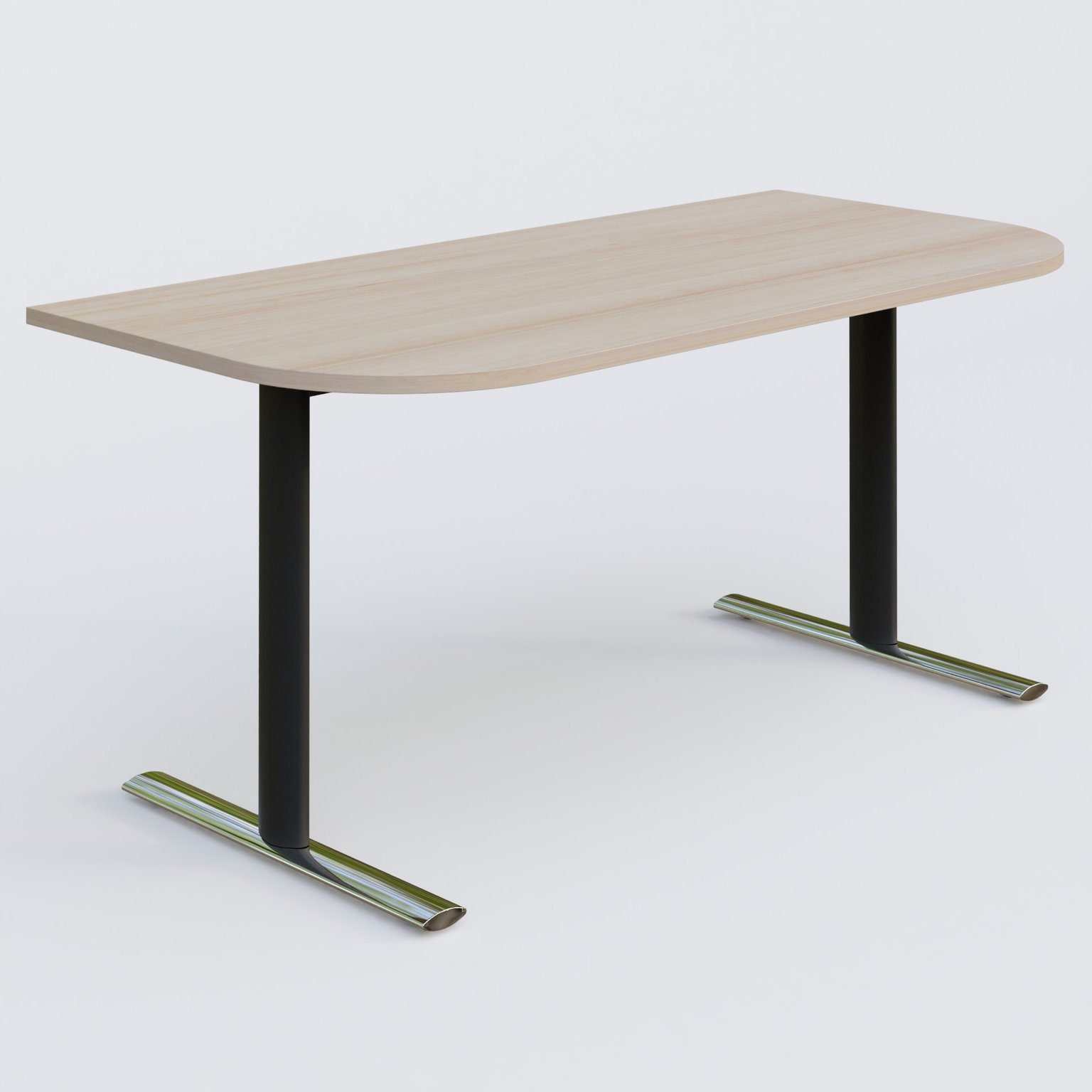 Module d'extrémité gamme Pure 165-80 cm. Plateau Acacia et pietement Noir/Chrome.