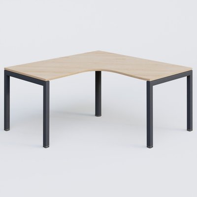 Gamme K3 - Plans compacts - Bureau compact L 160/160 P 80/80 gamme K3. Plateau Hêtre et pietement Anthracite.