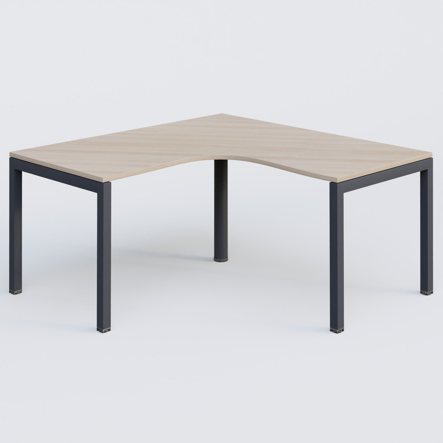 Bureau compact L 160/160 P 80/80 gamme K3. Plateau Acacia et pietement Anthracite.