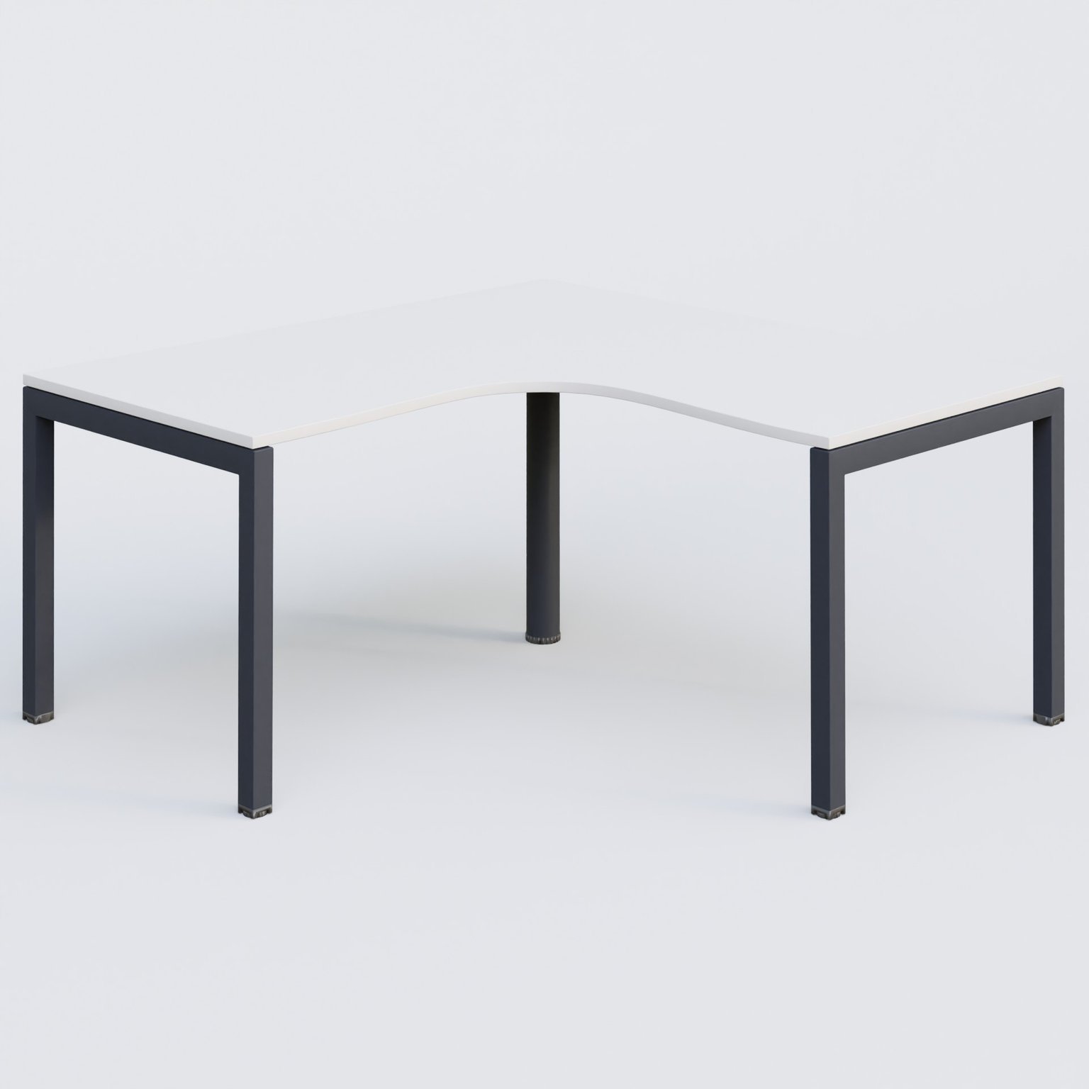 Bureau compact L 160/160 P 80/80 gamme K3. Plateau Blanc et pietement Anthracite.