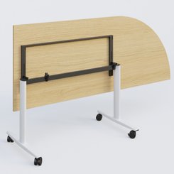 TABLES ABATTANTES - Module d'angle 90° - Module d'angle 90° pour table abattante gamme Design 200-80 cm à droite. Plateau Chêne clair et pietement Blanc.