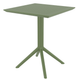 SEVILLE-Table en résine, cadre métallique, rabattable -60x60cm-Finition:plateau vert olive/piètement vert olive