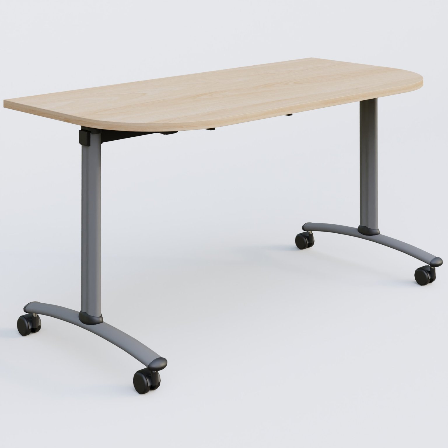 Module d'extrémité pour table abattante gamme Arca 145-70 cm. Plateau Hêtre et pietement Aluminium.