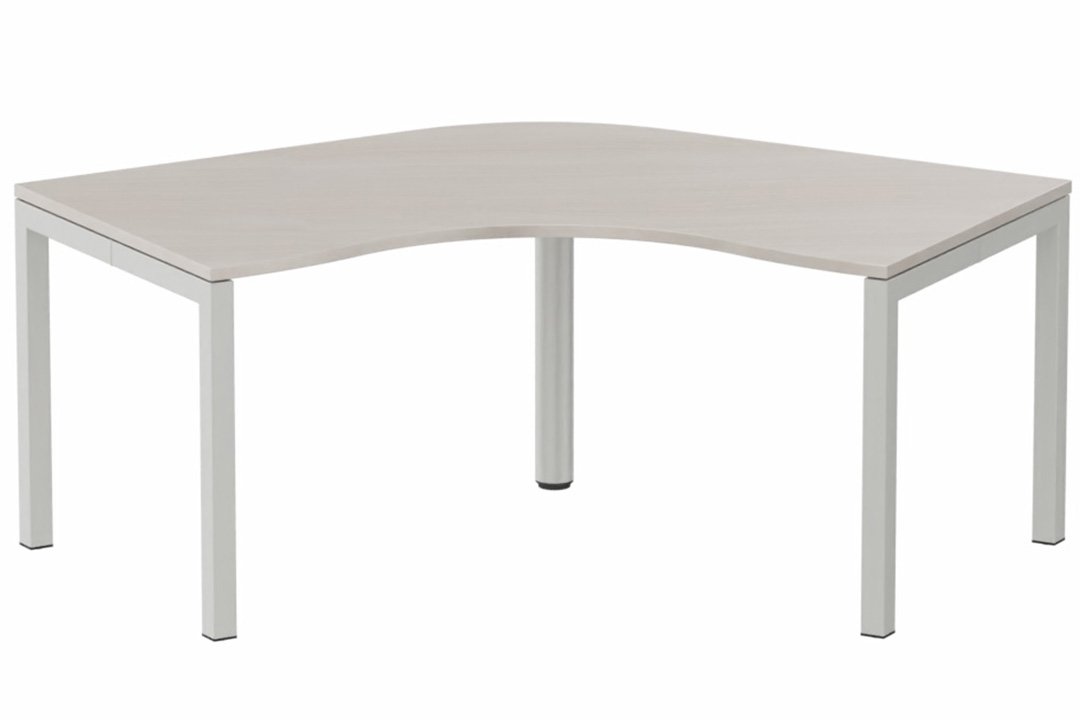 Plan Compact 120° symétrique 120x120/80cm structure pied d'angle, plateau acacia, structure aluminium