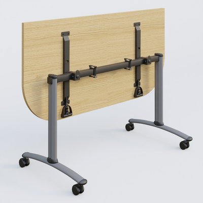 ARCA - TABLES ABATTANTES - Module d'extrémité pour table abattante gamme Arca 145-70 cm. Plateau Chêne clair et pietement Aluminium.