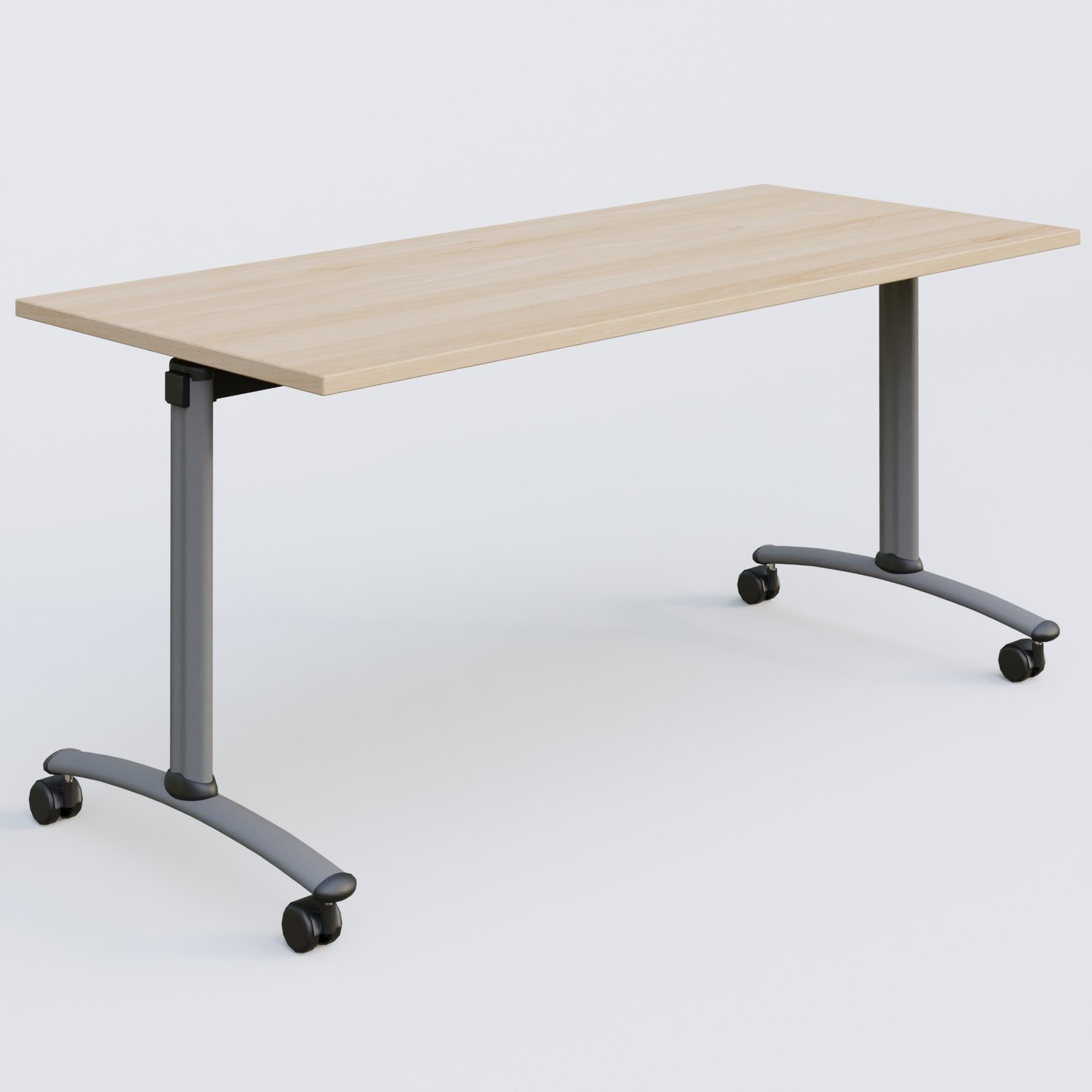 Table abattante gamme Arca 160-70 cm. Plateau Hêtre et pietement Aluminium.