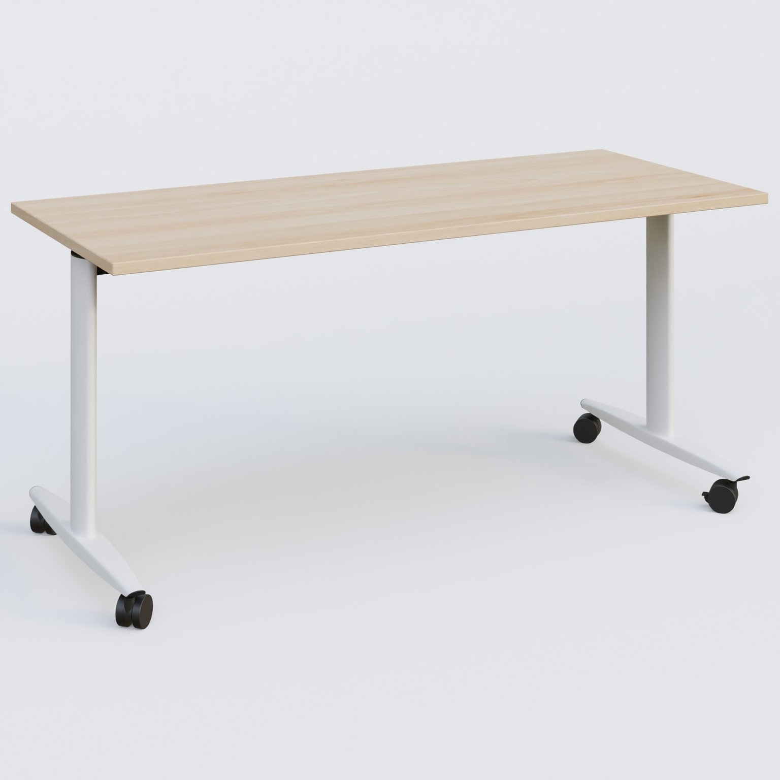 Table abattante gamme Design 160*70 cm. Plateau Hêtre et pietement Blanc.