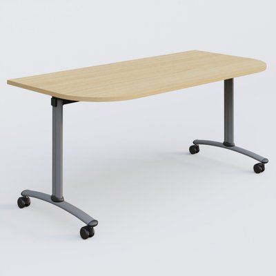 ARCA - TABLES ABATTANTES - Module d'extrémité pour table abattante gamme Arca 165-80 cm. Plateau Chêne clair et pietement Aluminium.