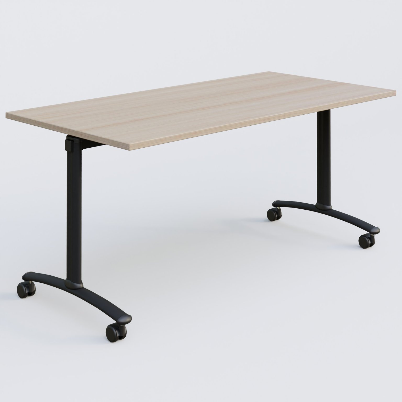 Table abattante gamme Arca 160-80 cm. Plateau Acacia et pietement Noir.