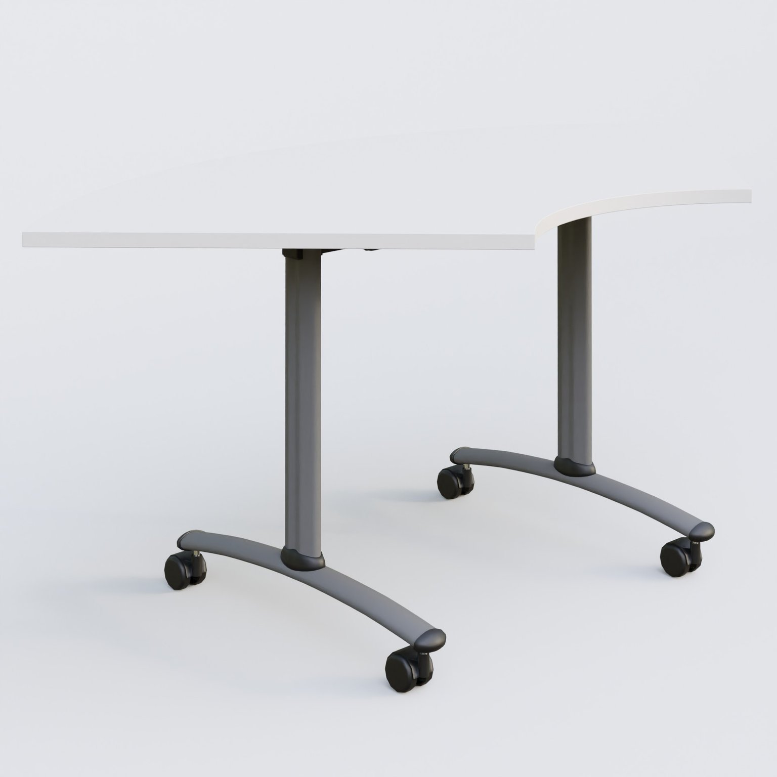 Module 1/4 de couronne pour table abattante gamme Arca 120-120 cm. Plateau Blanc et pietement Aluminium.