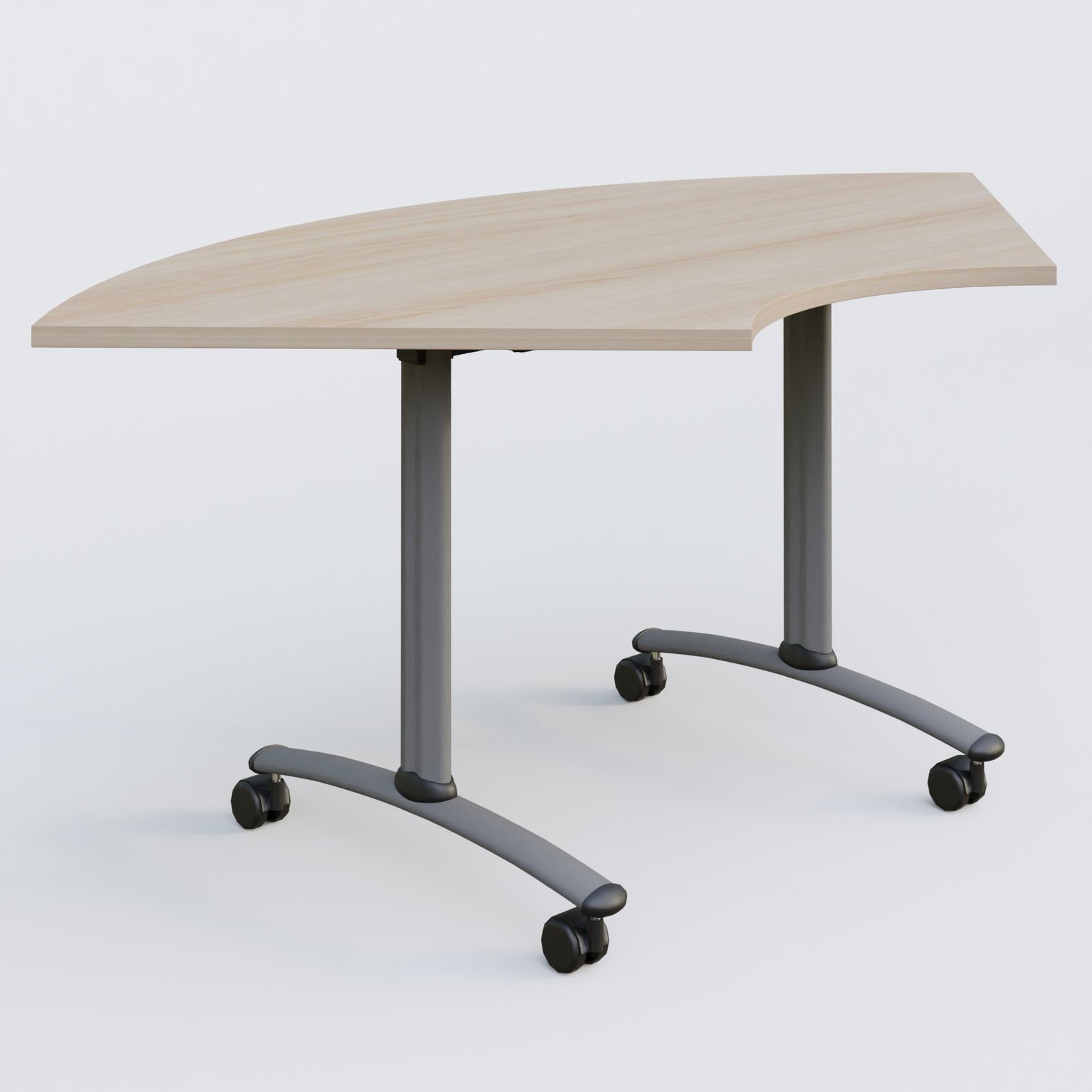 Module 1/4 de couronne pour table abattante gamme Arca 120-120 cm. Plateau Acacia et pietement Aluminium.