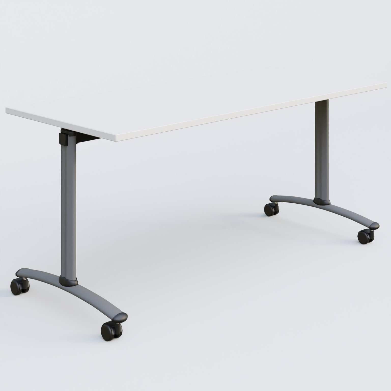 Table abattante gamme Arca 160-70 cm. Plateau Blanc et pietement Aluminium.