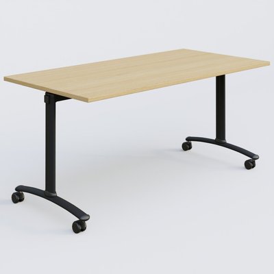 TABLES ABATTANTES - L.160xP.80cm  - Table abattante gamme Arca 160-80 cm. Plateau Chêne clair et pietement Noir.