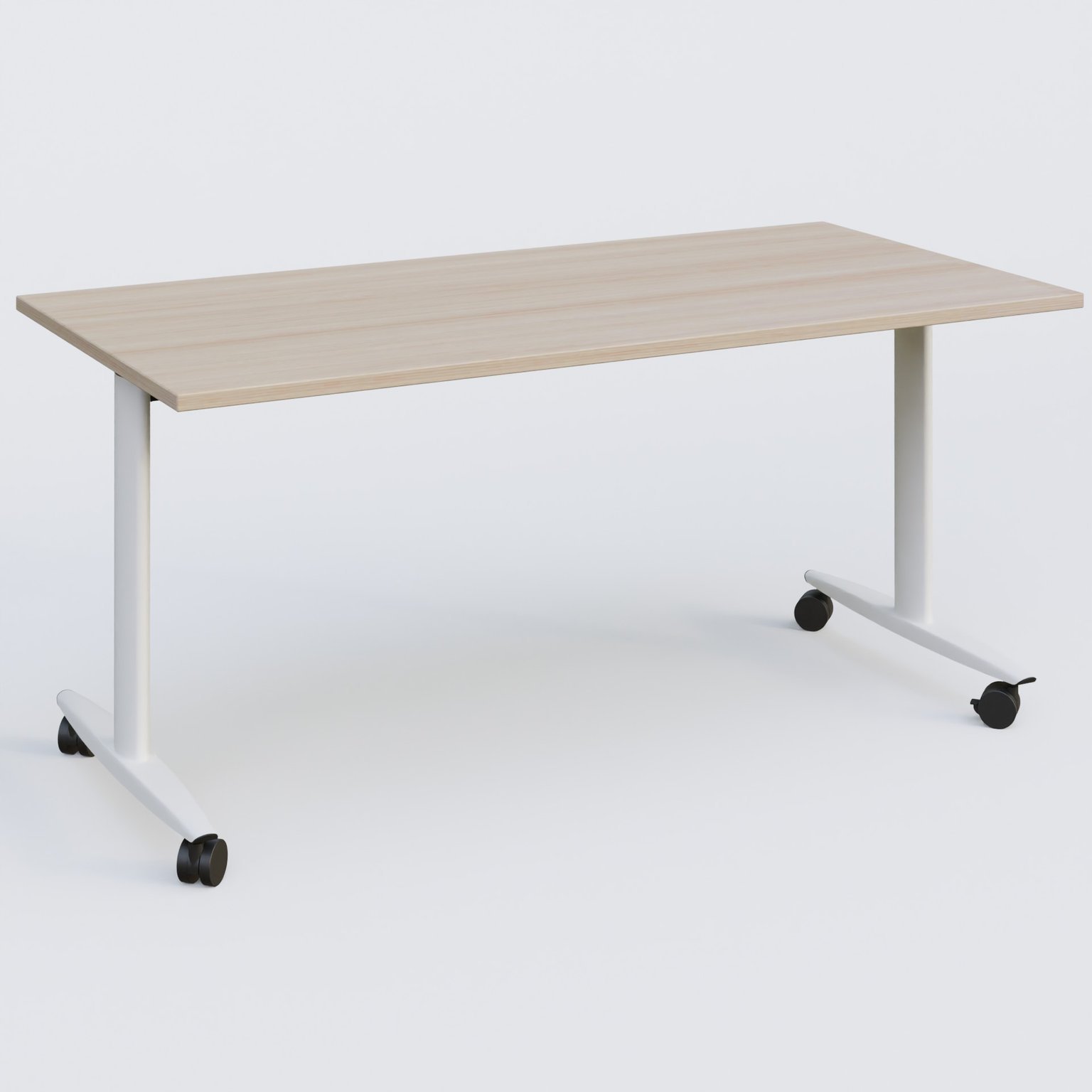 Table abattante gamme Design 160*80 cm. Plateau Acacia et pietement Blanc.