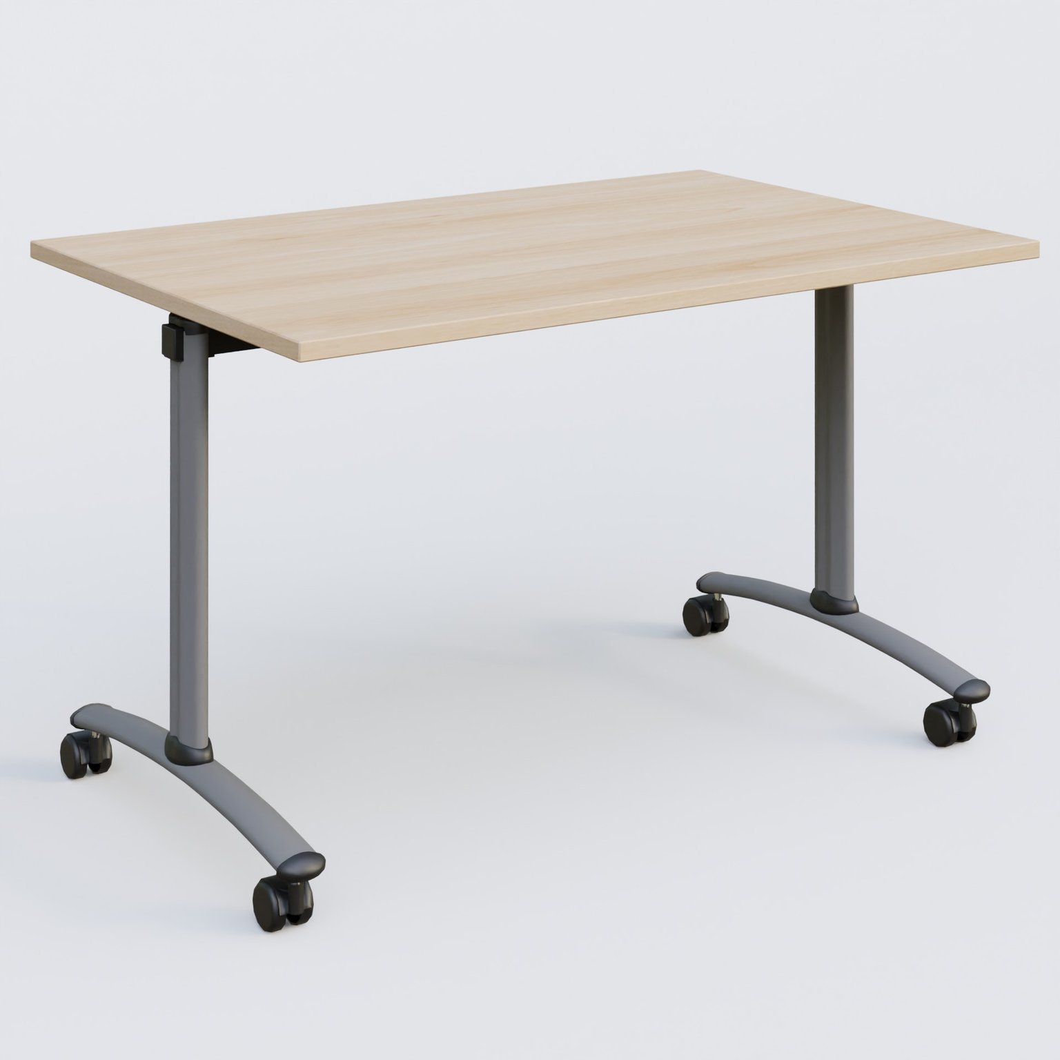 Table abattante gamme Arca 120-80 cm. Plateau Hêtre et pietement Aluminium.