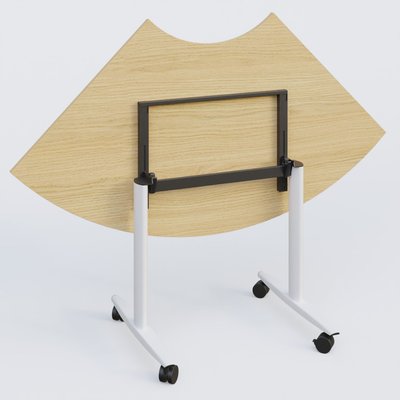 DESIGN/TAXI - TABLES ABATTANTES - Module 1/4 de couronne pour table abattante gamme Design 120*120 cm. Plateau Chêne clair et pietement Blanc.
