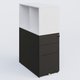 Caisson HB 3 tiroirs avec niche. Caisson Noir Grainé top de finition Blanc et niche blanche.