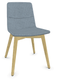 MELODY chaise 4 pieds bois. face intérieure tissu STEP mélange bleu chiné face extérieure tissu step mélange coloris bleu chiné piétement frêne brun