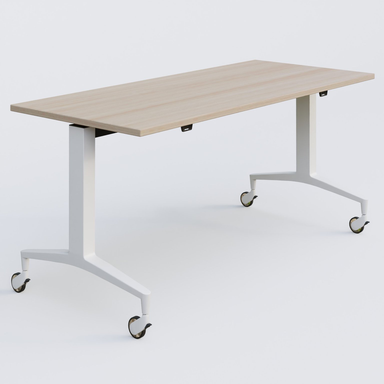 Module droit de la gamme LEM 160-70 cm. Plateau Acacia et pietement Blanc.