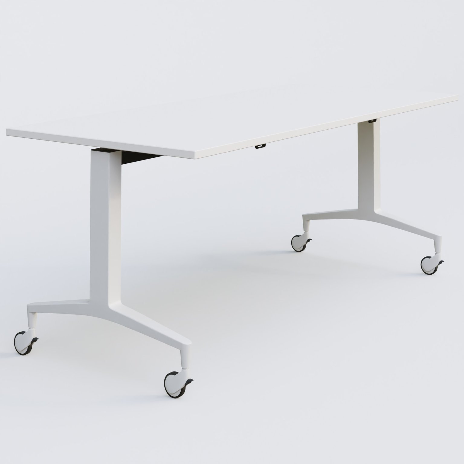 Module droit de la gamme LEM 180-80 cm. Plateau Blanc et pietement Blanc.