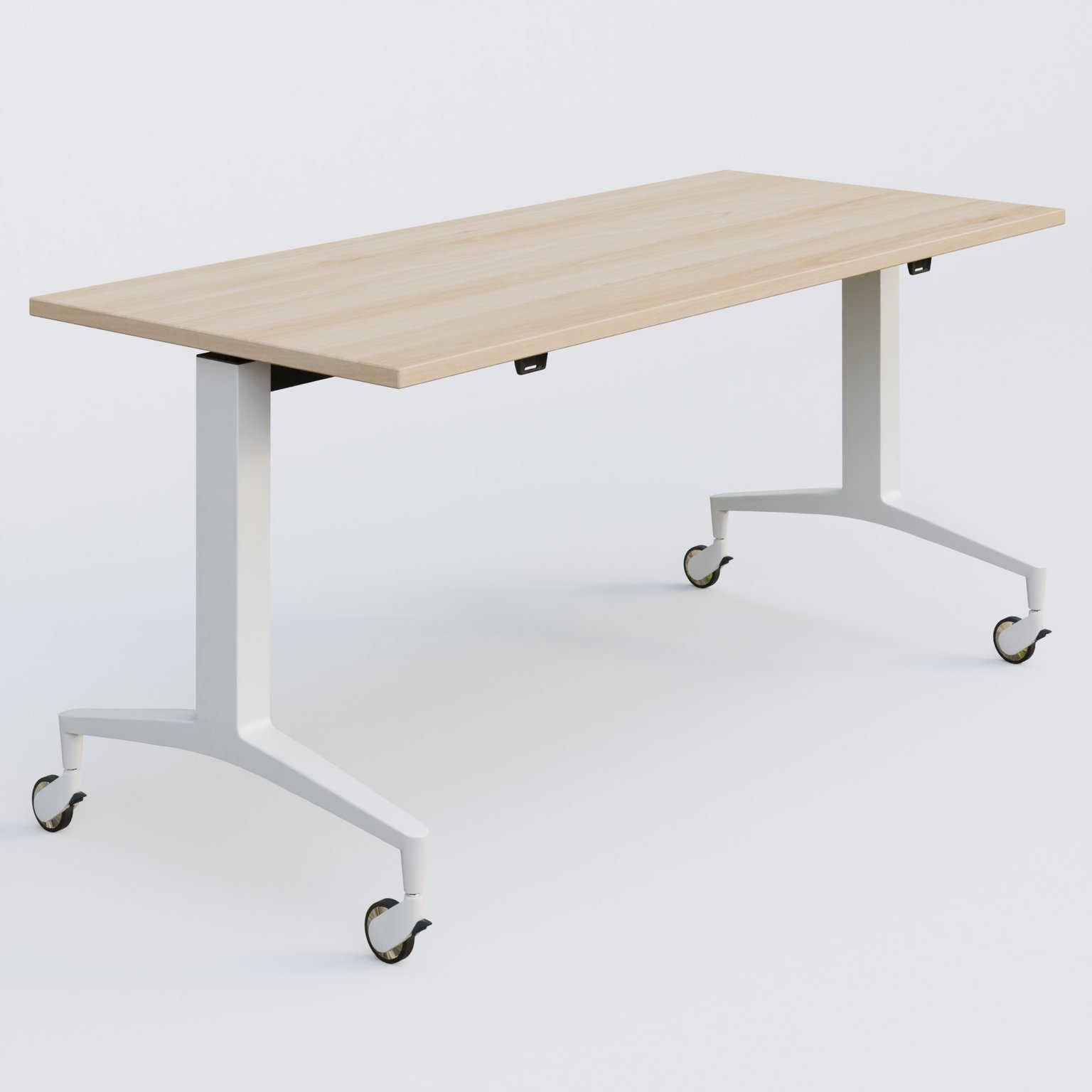 Module droit de la gamme LEM 160-70 cm. Plateau Hêtre et pietement Blanc.