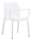 RHODES- Fauteuil empilable  en polypropylène structure en aluminium anodisè -Finition assise blanc